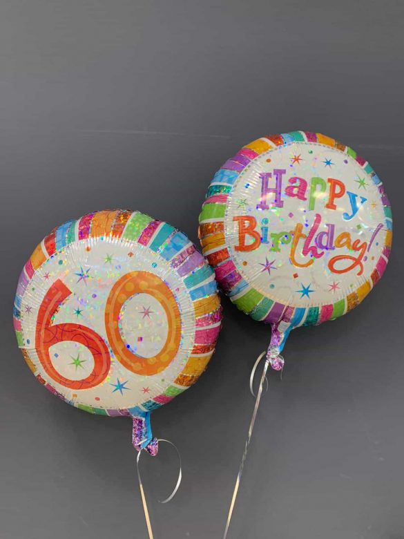 Happy Birthday rund und Zahl 60 rund Ballon